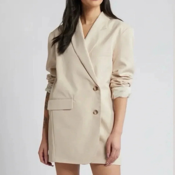 TOPSHOP Side Button Long Sleeve Blazer Dress Size 4 NWT - Picture 1 of 11